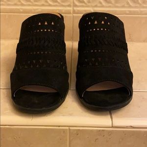 Black chunky mule style shoes. Super cute!!